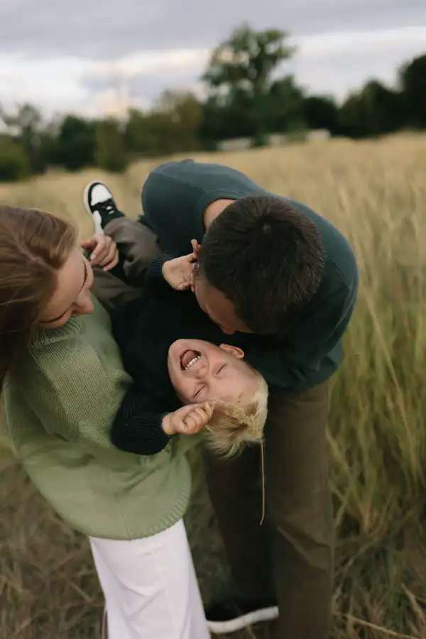 A family laughing together